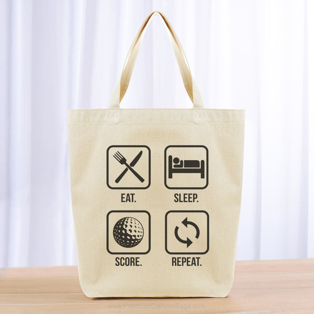 Eat Sleep Score Repeat Tote Bag - black