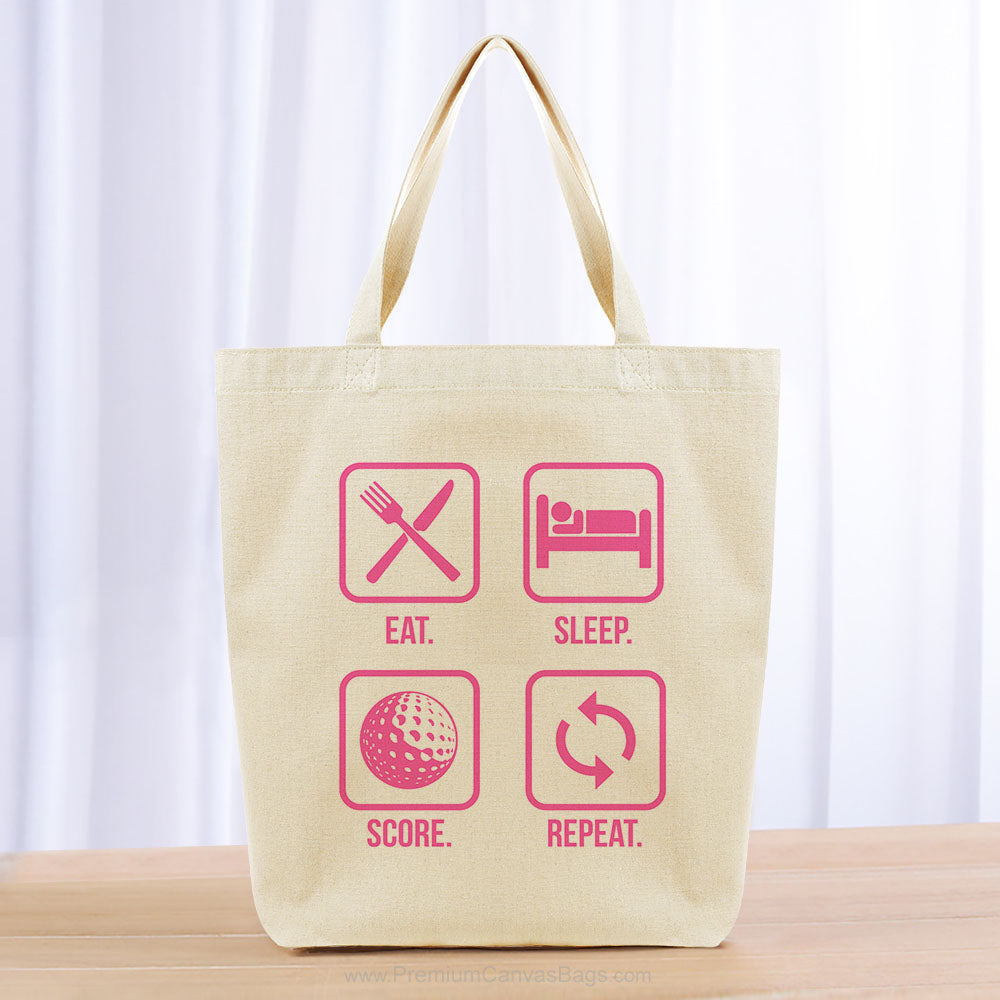 Eat Sleep Score Repeat Tote Bag - hot pink