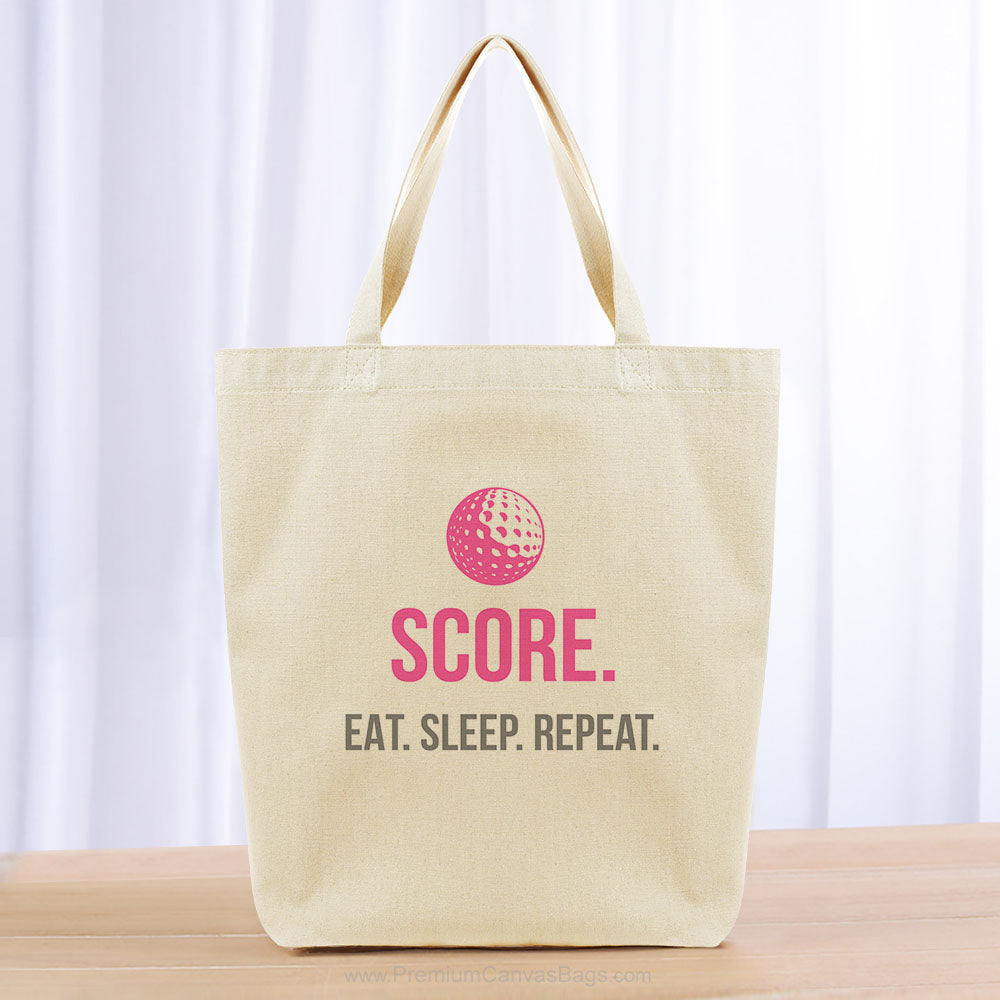 Score Eat Sleep Repeat Tote Bag - gray hot pink