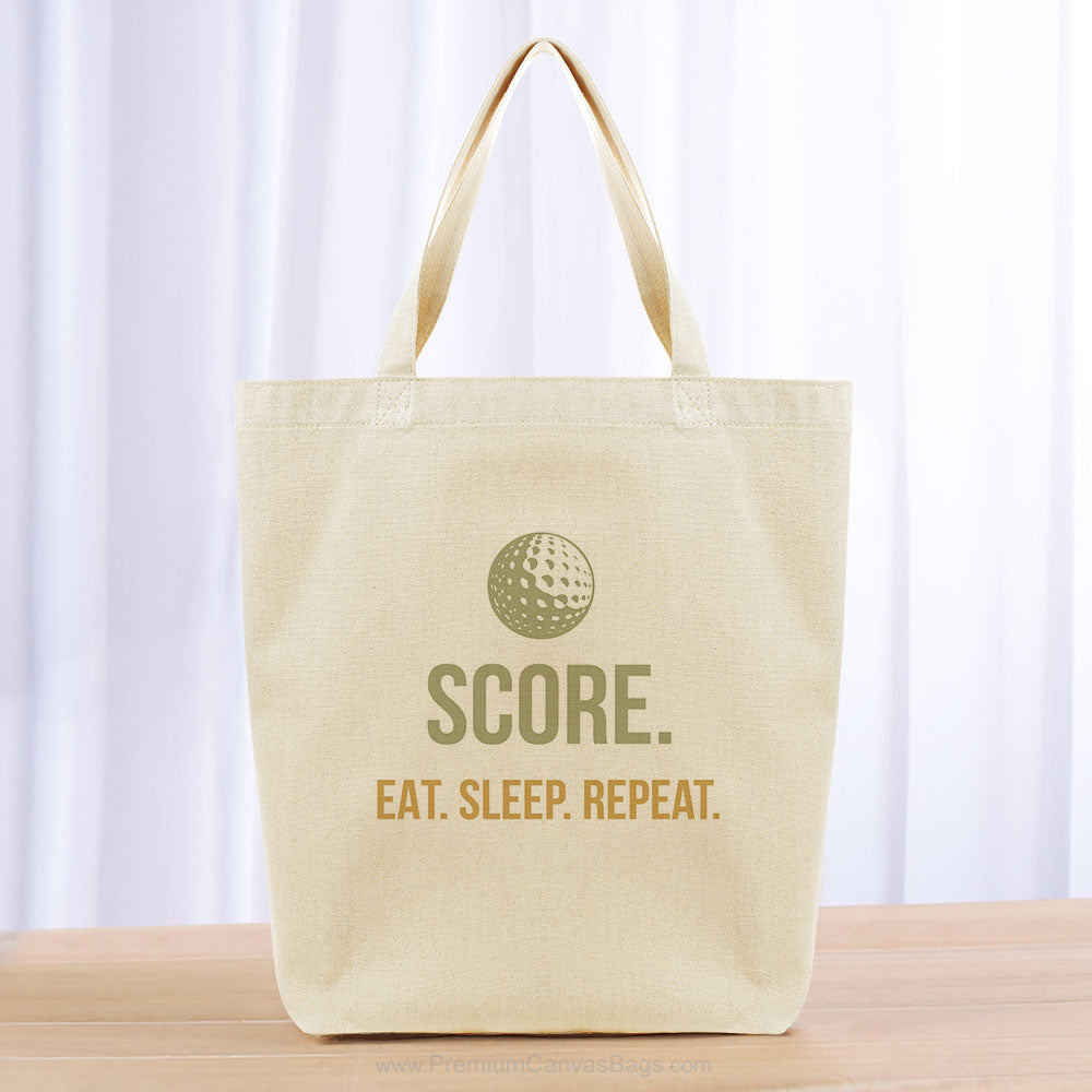 Score Eat Sleep Repeat Tote Bag - khaki yellow orange