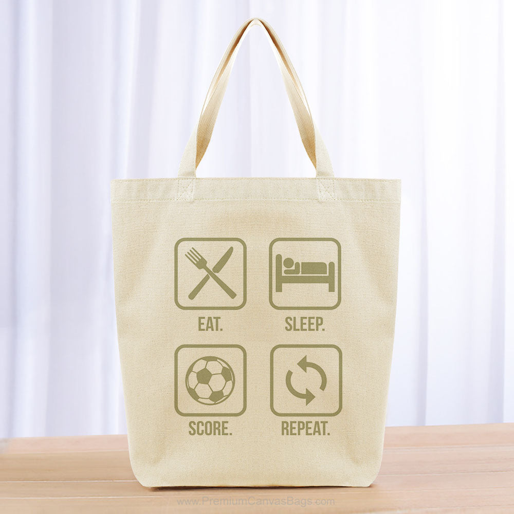 Eat Sleep Score Repeat Tote Bag - khaki