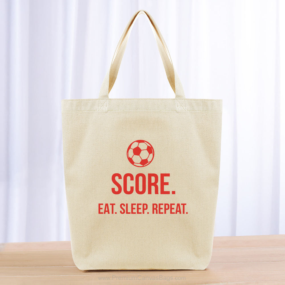 Score Eat Sleep Repeat Tote Bag - red