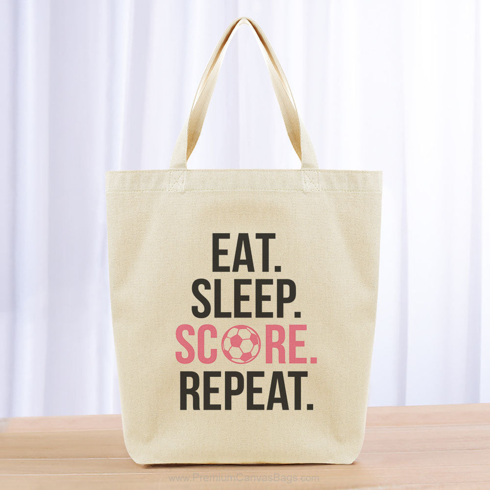 Eat Sleep Score Repeat Tote Bag - black pink