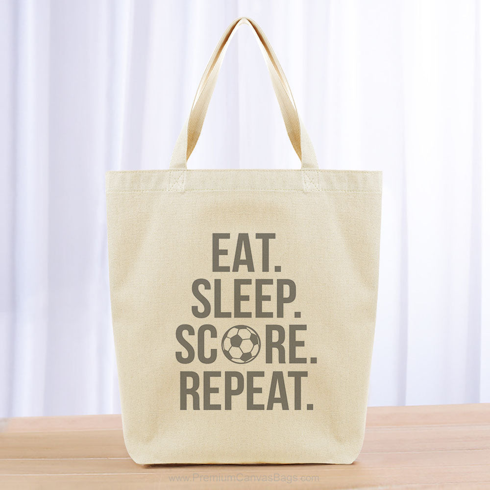 Eat Sleep Score Repeat Tote Bag - gray
