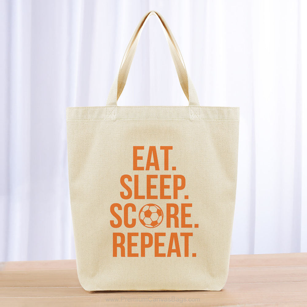 Eat Sleep Score Repeat Tote Bag - orange
