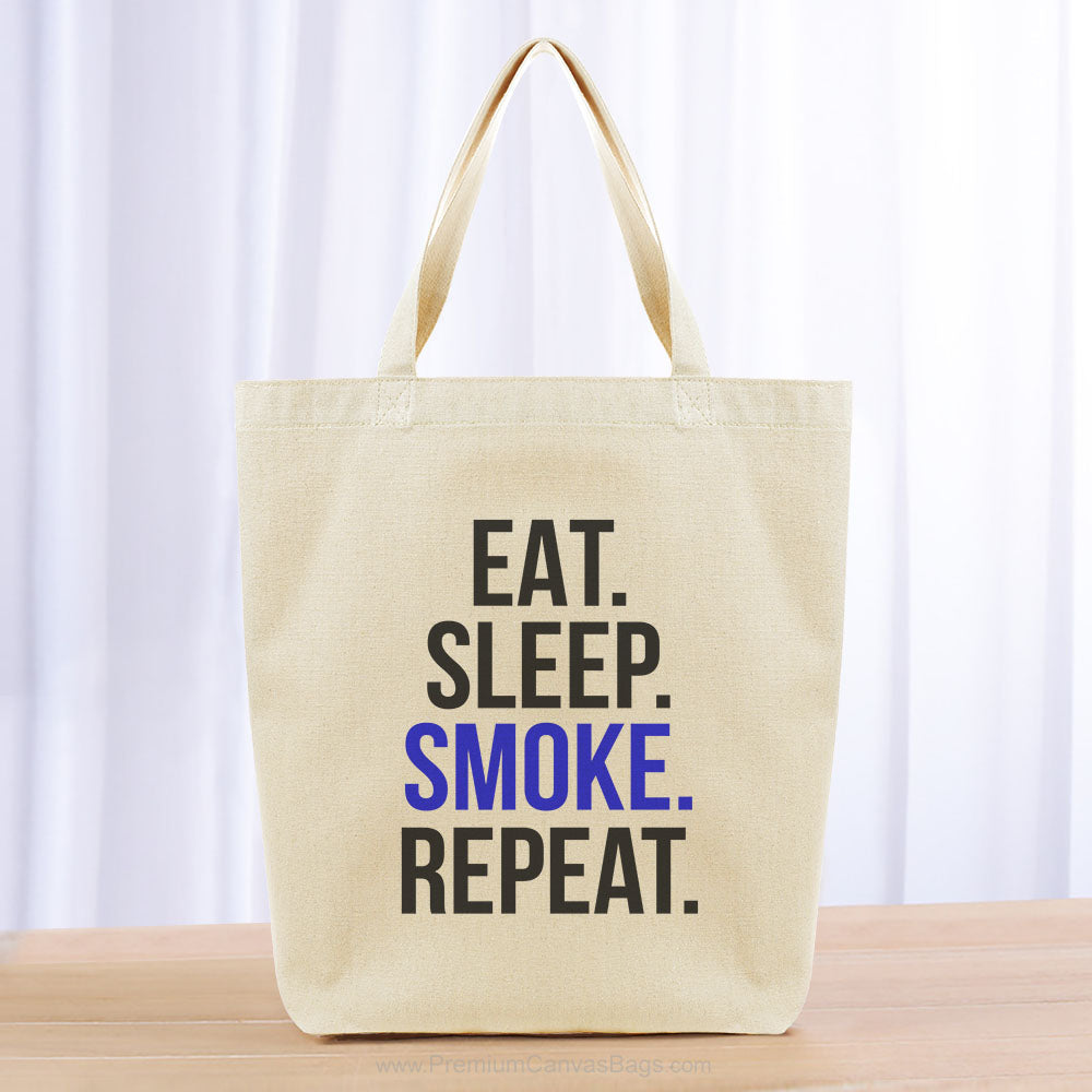 Eat Sleep Smoke Repeat Tote Bag - black blue