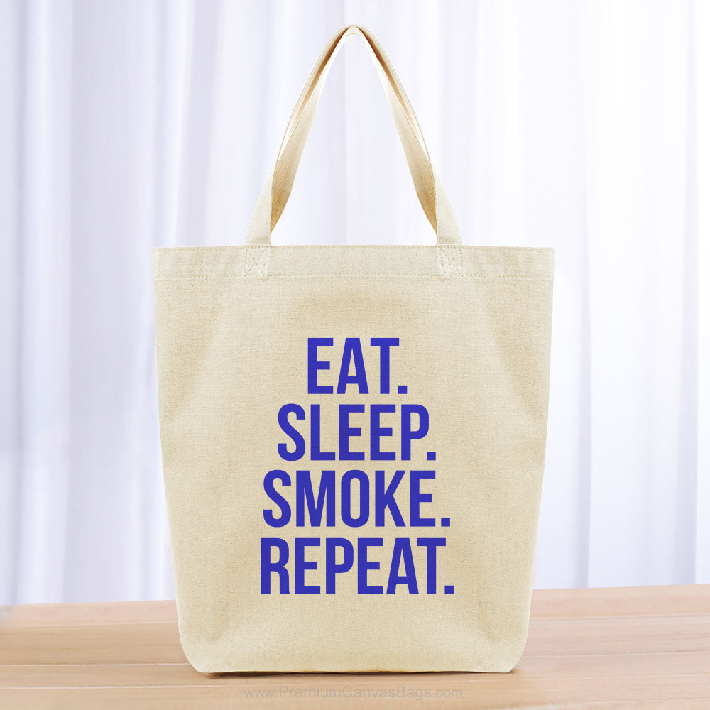 Eat Sleep Smoke Repeat Tote Bag - blue