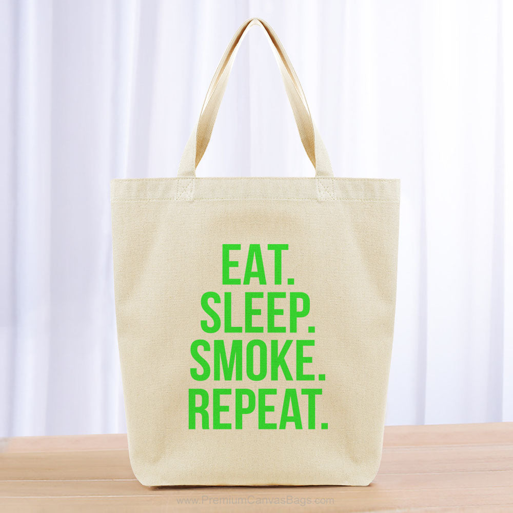 Eat Sleep Smoke Repeat Tote Bag - green