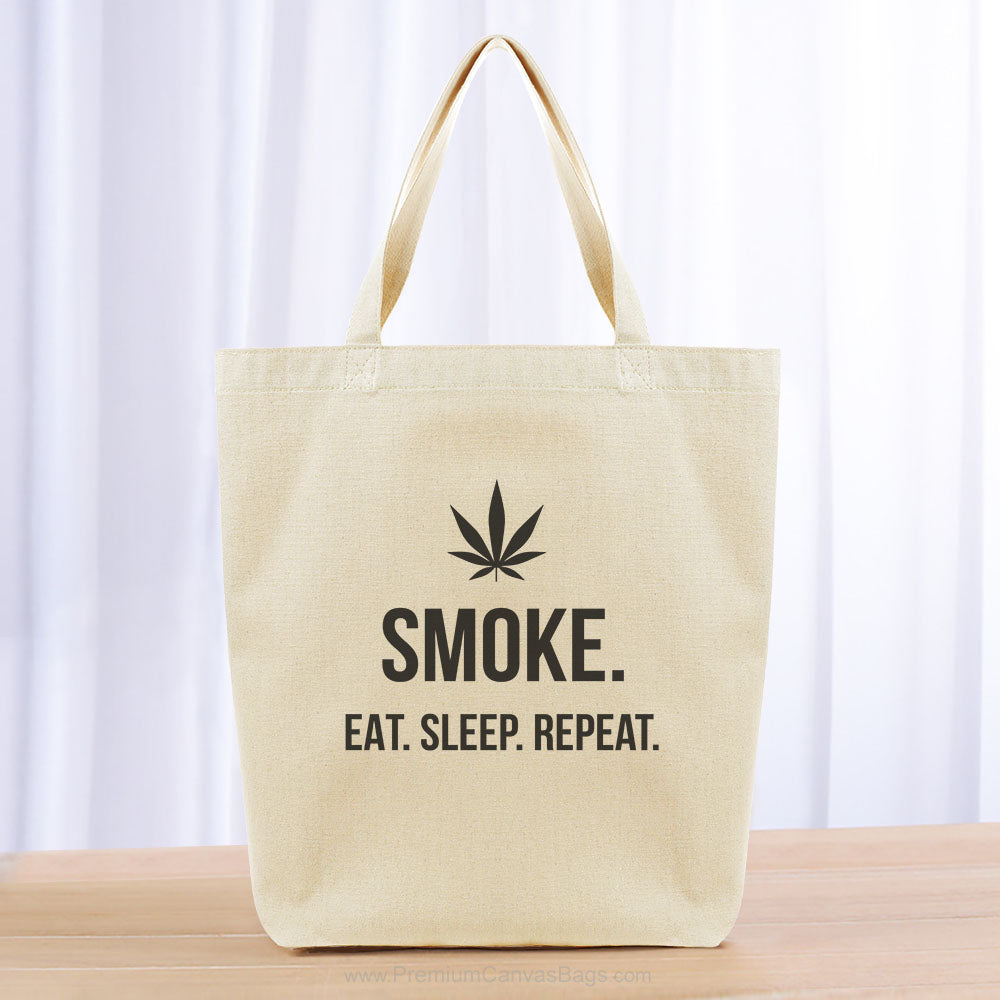 Smoke Eat Sleep Repeat Tote Bag - black