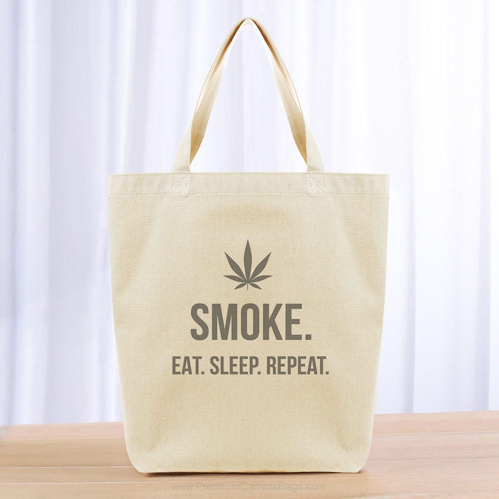 Smoke Eat Sleep Repeat Tote Bag - gray