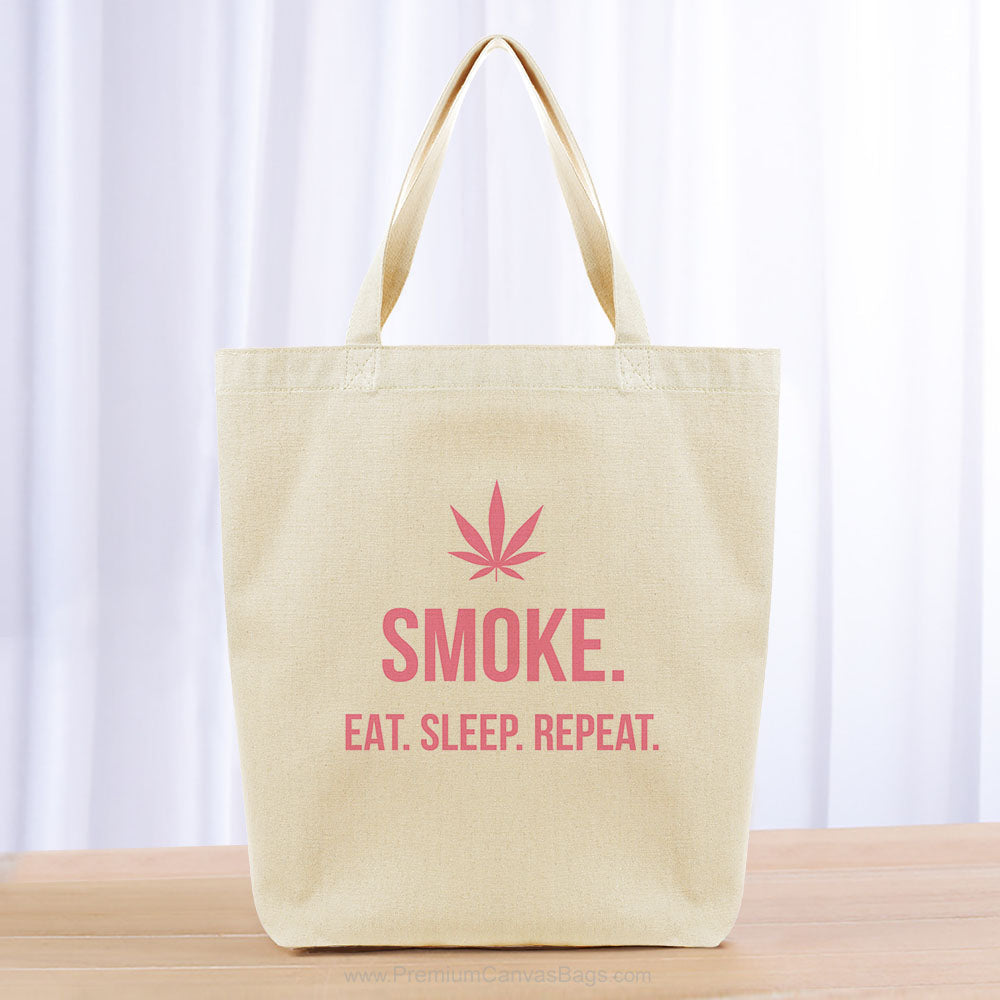 Smoke Eat Sleep Repeat Tote Bag - pink