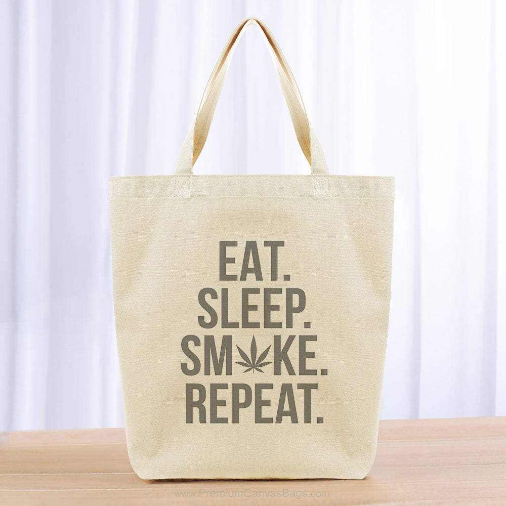 Eat Sleep Smoke Repeat Tote Bag - gray