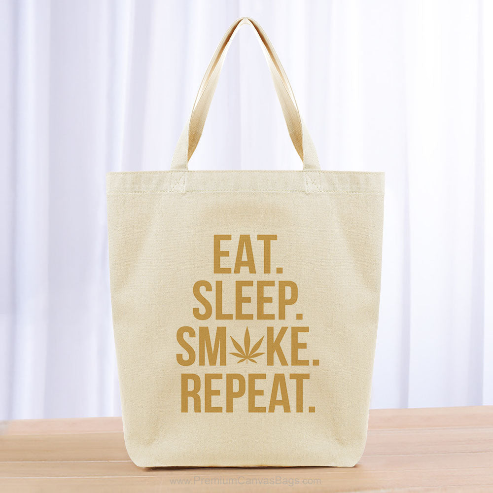 Eat Sleep Smoke Repeat Tote Bag - yellow orange