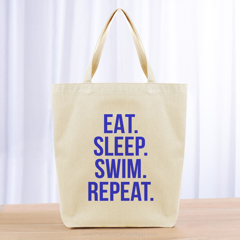 Eat Sleep Swim Repeat Tote Bag - blue