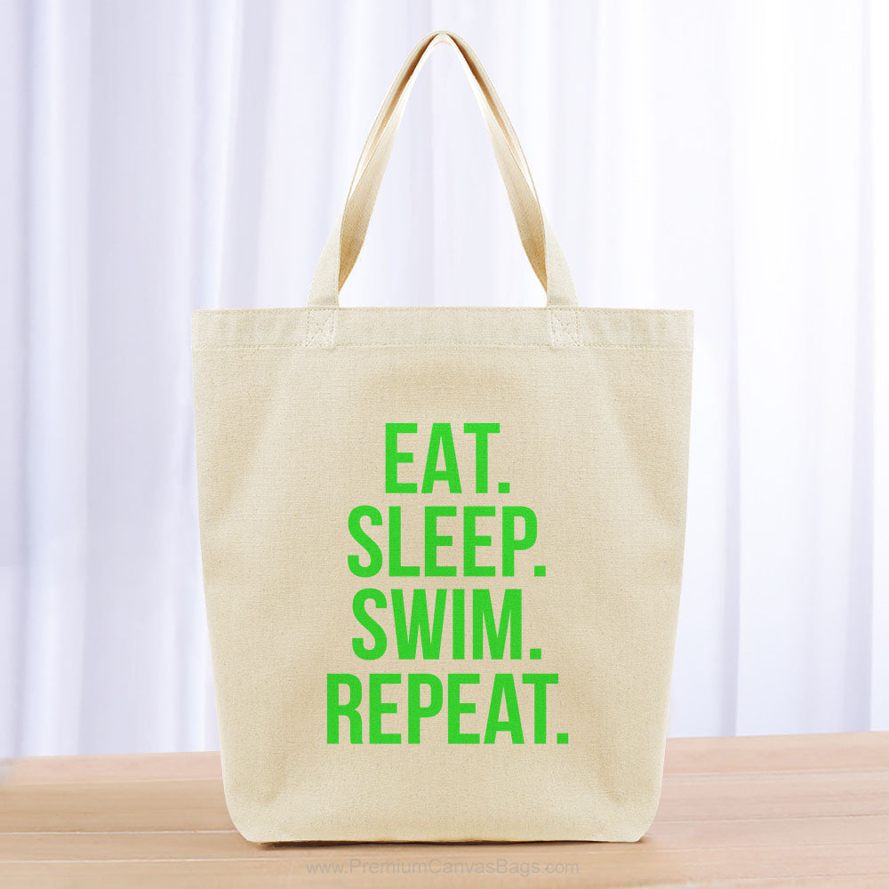 Eat Sleep Swim Repeat Tote Bag - green