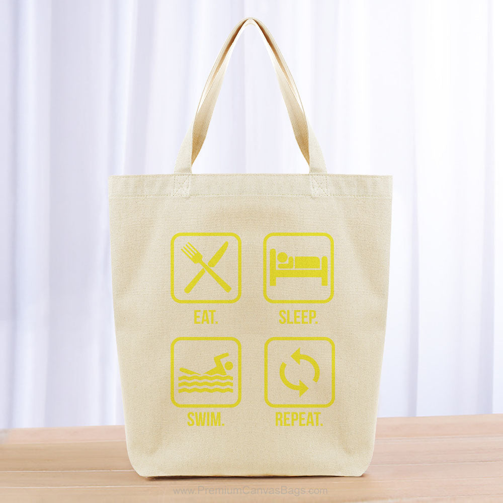 Eat Sleep Swim Repeat Tote Bag - yellow
