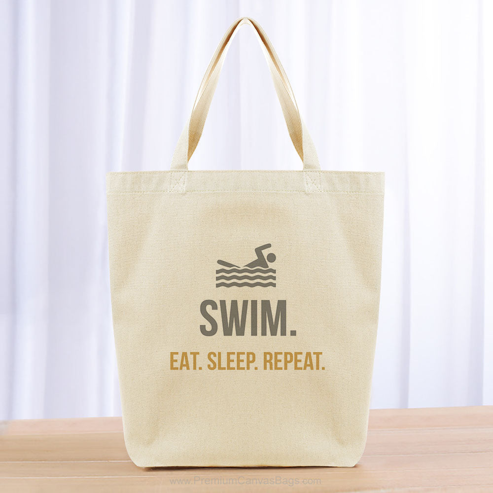 Swim Eat Sleep Repeat Tote Bag - yellow orange gray