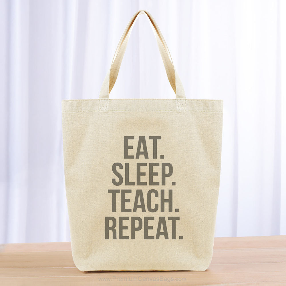 Eat Sleep Teach Repeat Tote Bag - gray