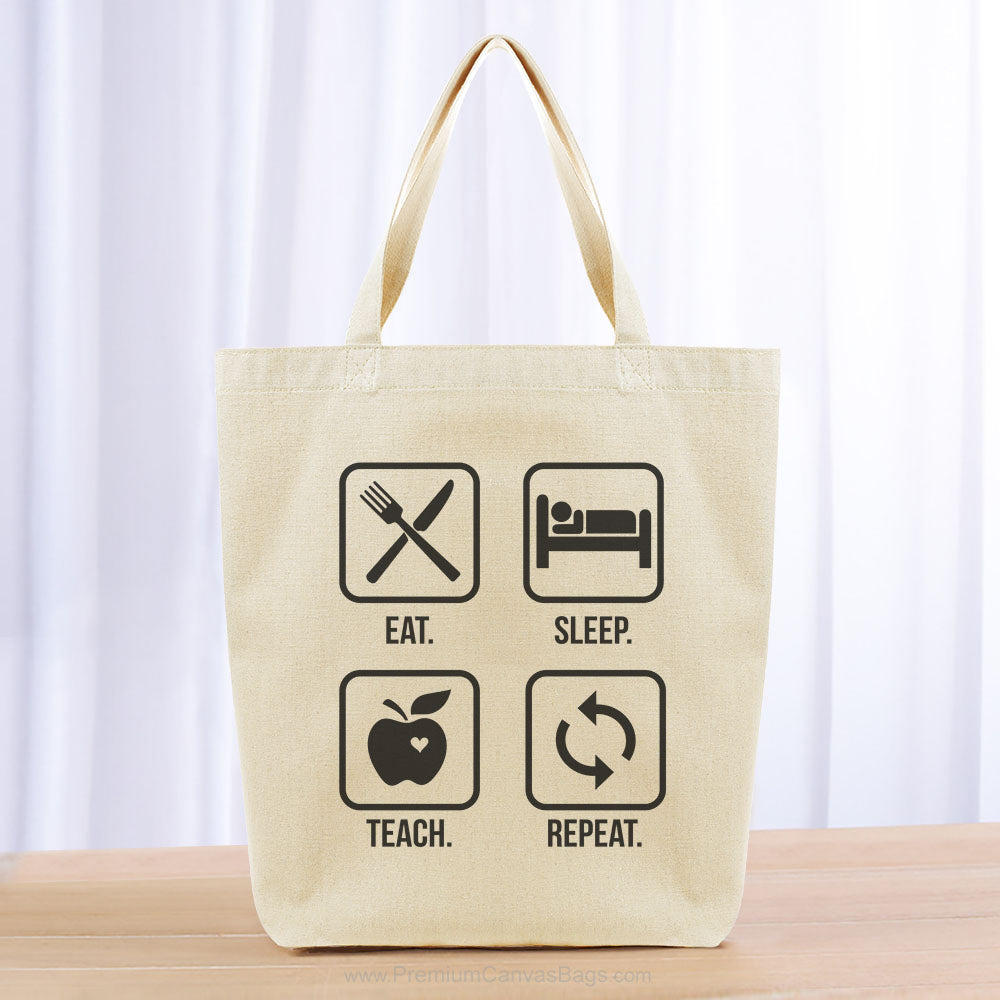 Eat Sleep Teach Repeat Tote Bag - black