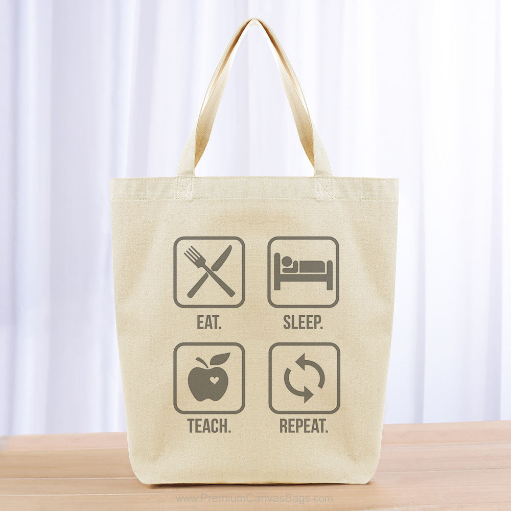 Eat Sleep Teach Repeat Tote Bag - gray