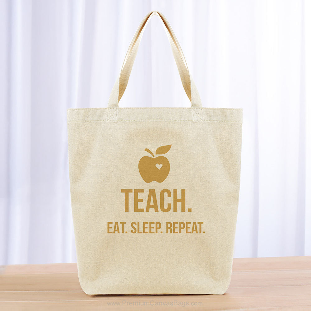 Teach Eat Sleep Repeat Tote Bag - yellow orange