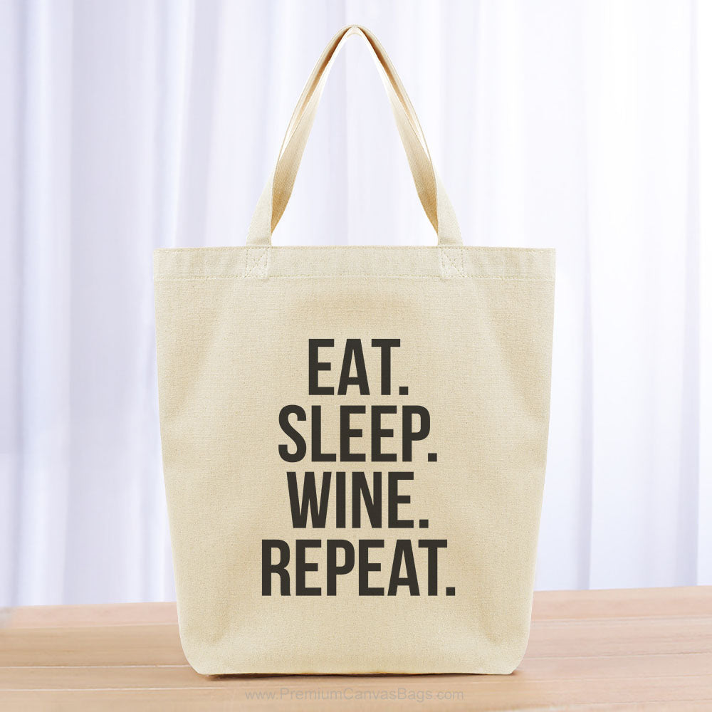 Eat Sleep Wine Repeat Tote Bag - black