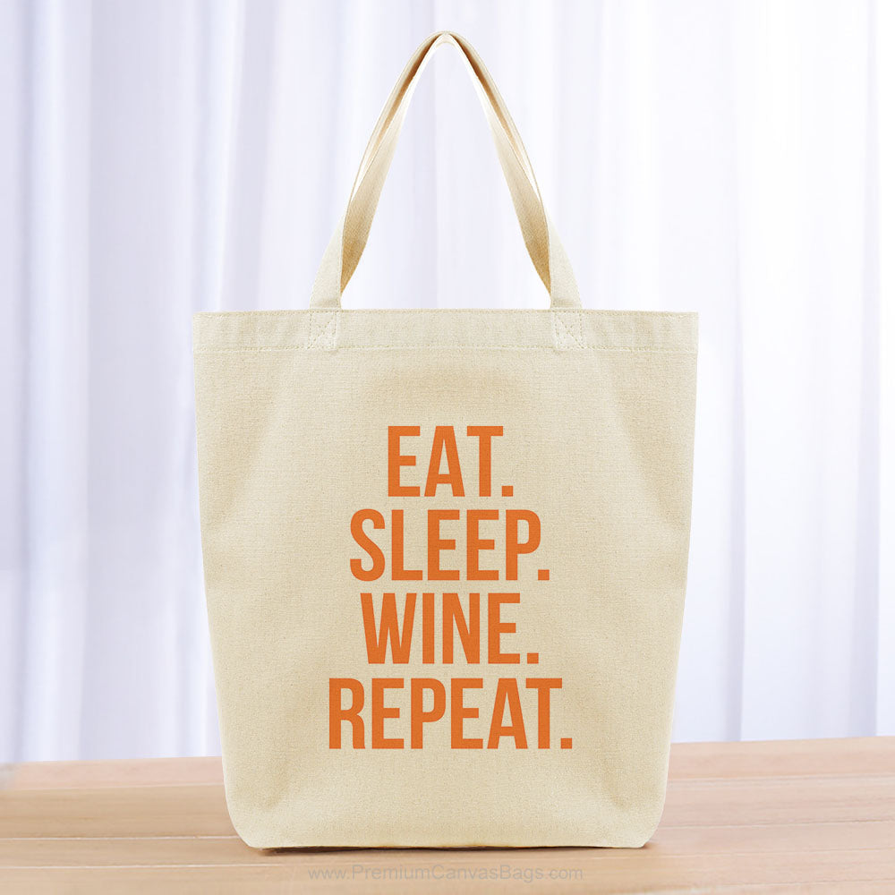 Eat Sleep Wine Repeat Tote Bag - orange