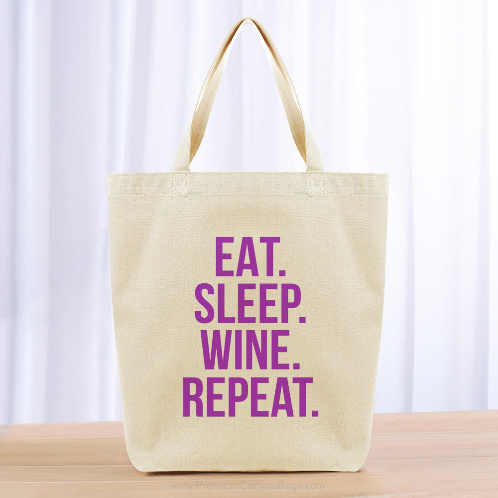 Eat Sleep Wine Repeat Tote Bag - purple