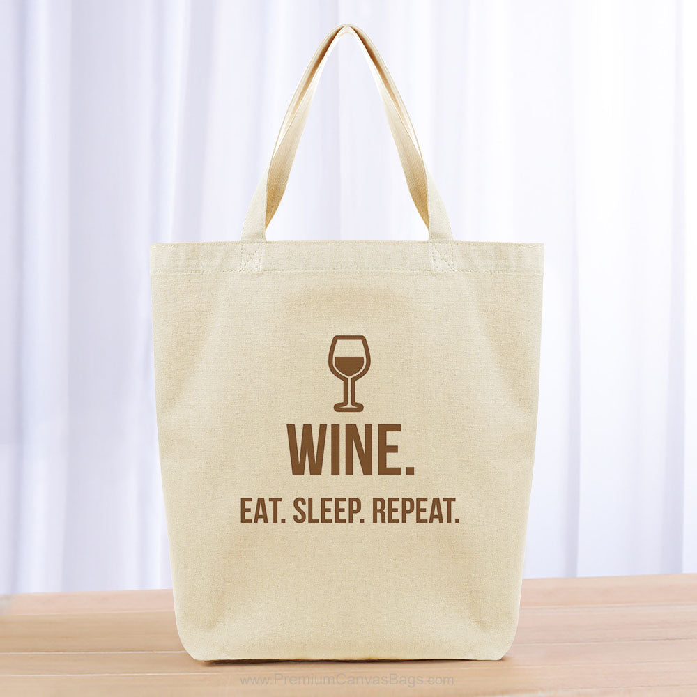 Wine Eat Sleep Repeat Tote Bag - brown