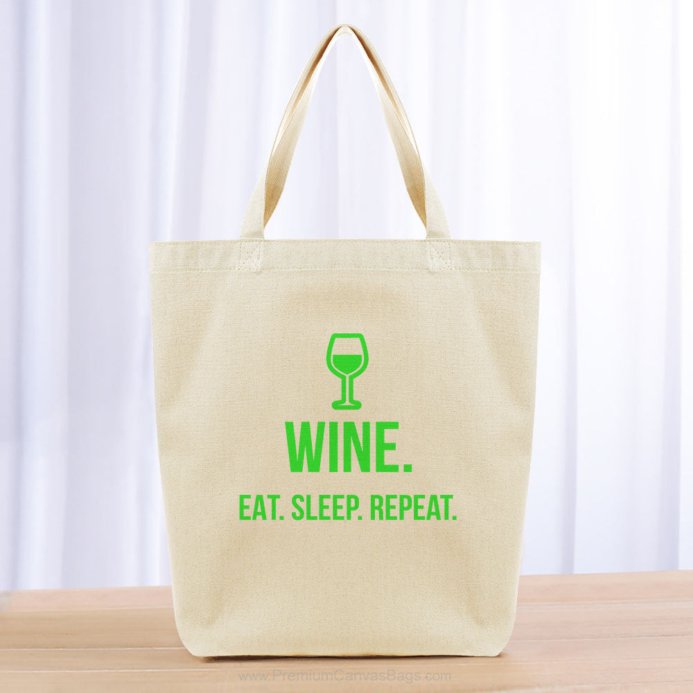 Wine Eat Sleep Repeat Tote Bag - green