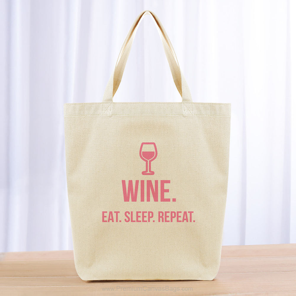 Wine Eat Sleep Repeat Tote Bag - pink
