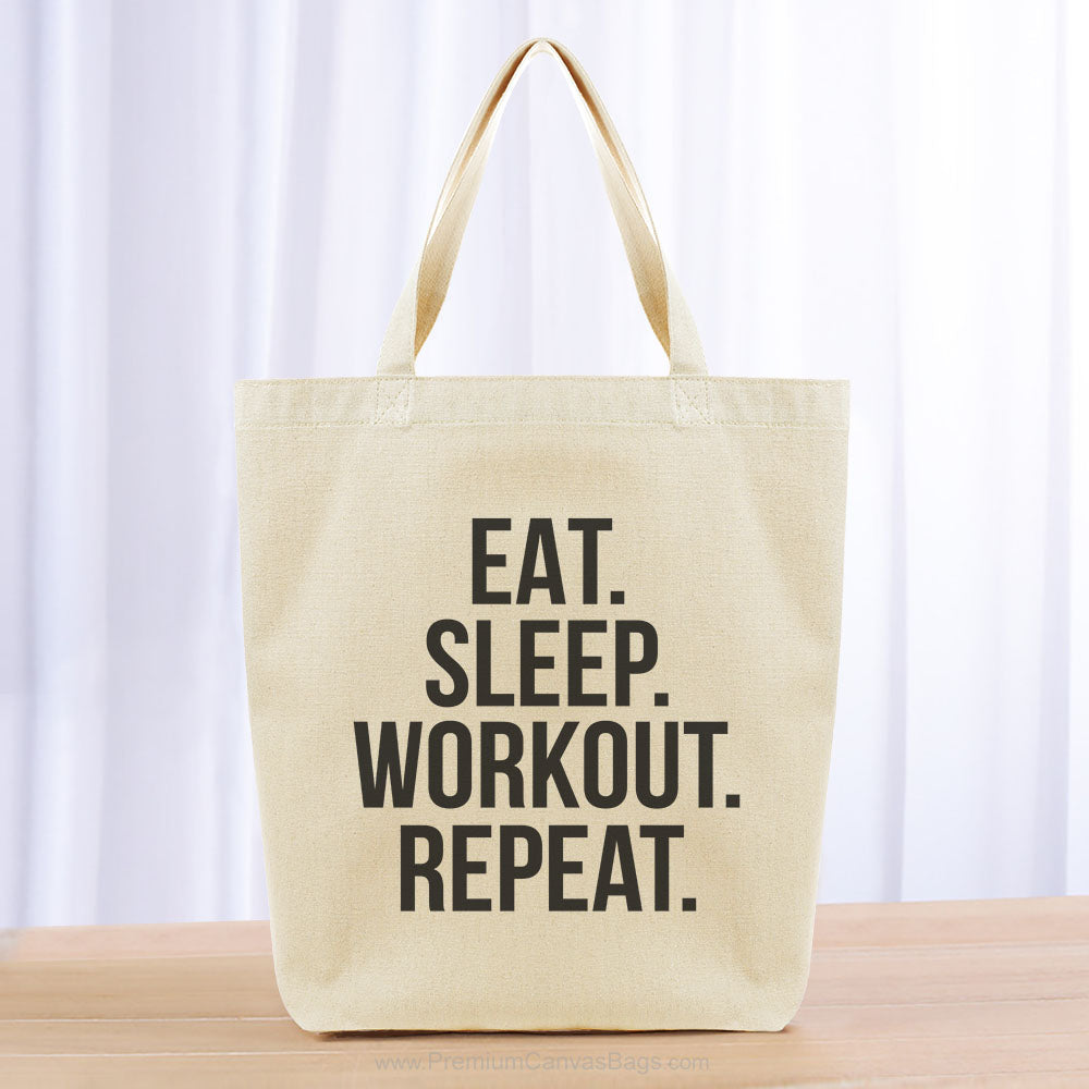 Eat Sleep Workout Repeat Tote Bag - black