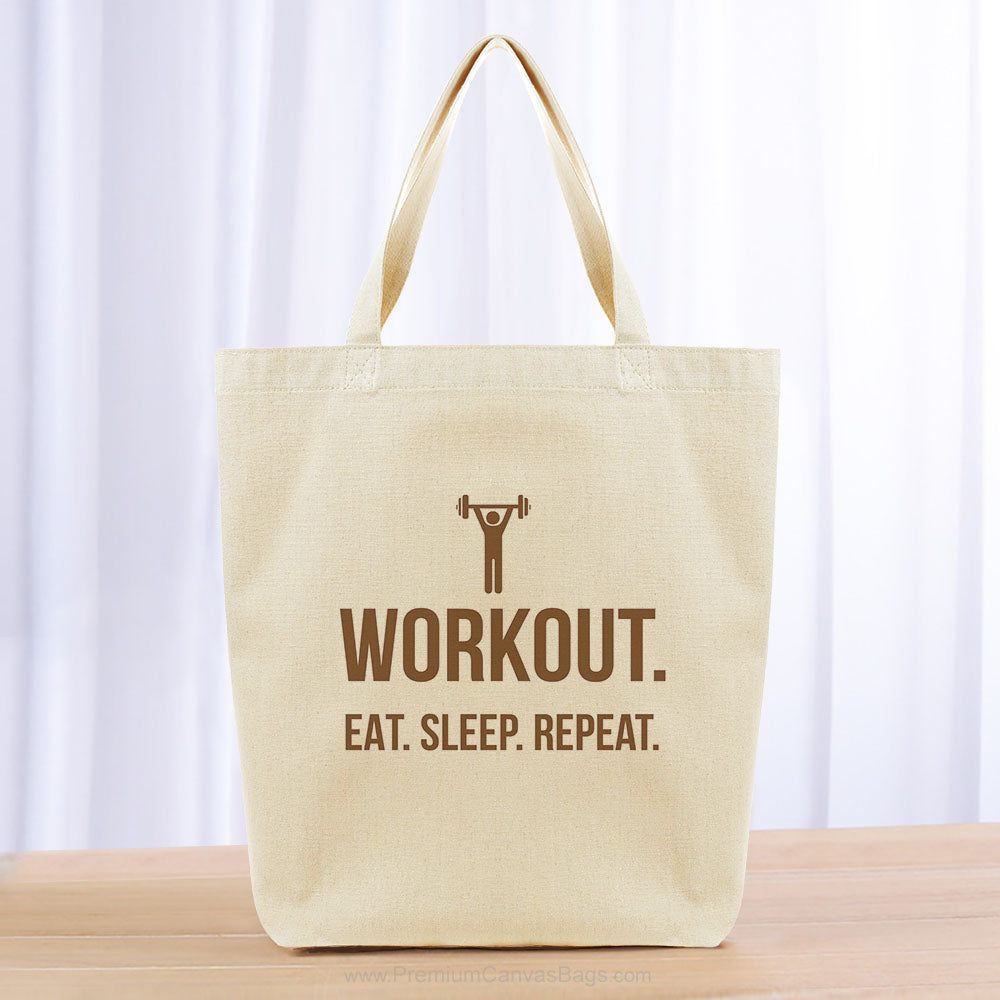 Workout Eat Sleep Repeat Tote Bag - brown