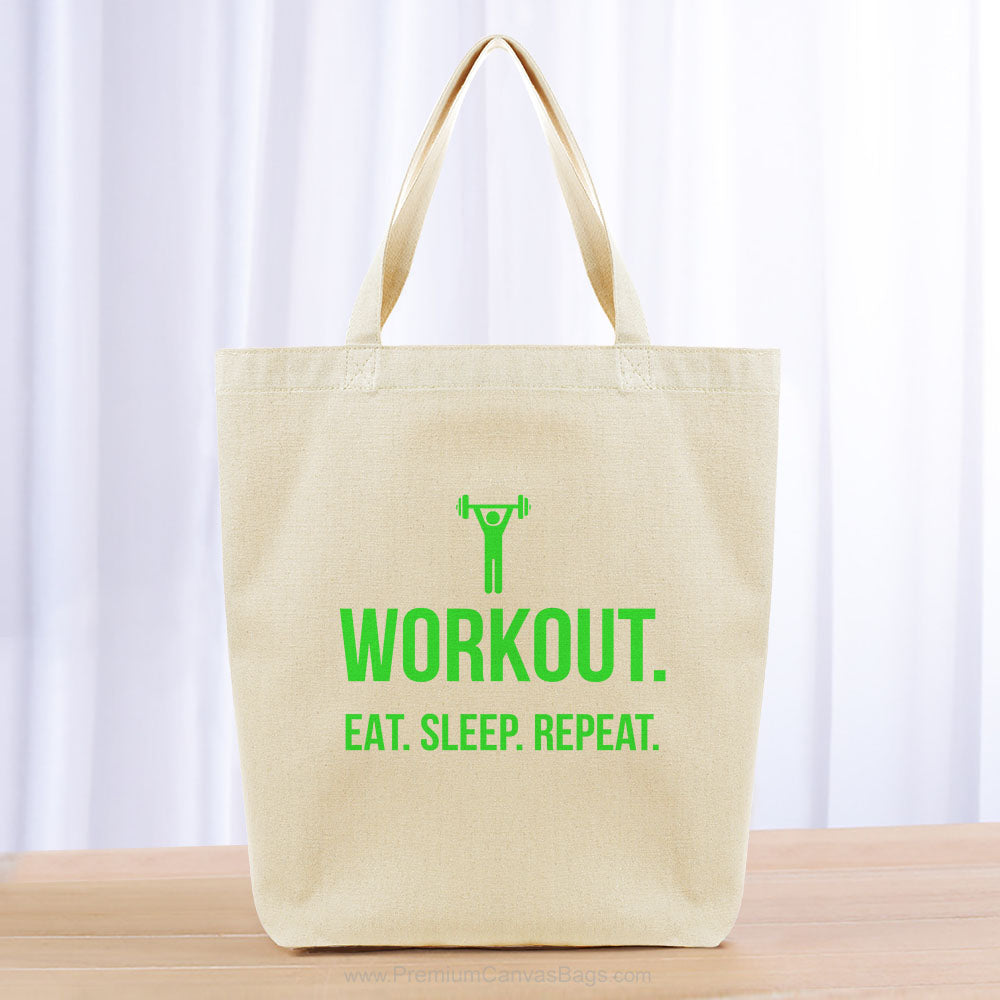 Workout Eat Sleep Repeat Tote Bag - green