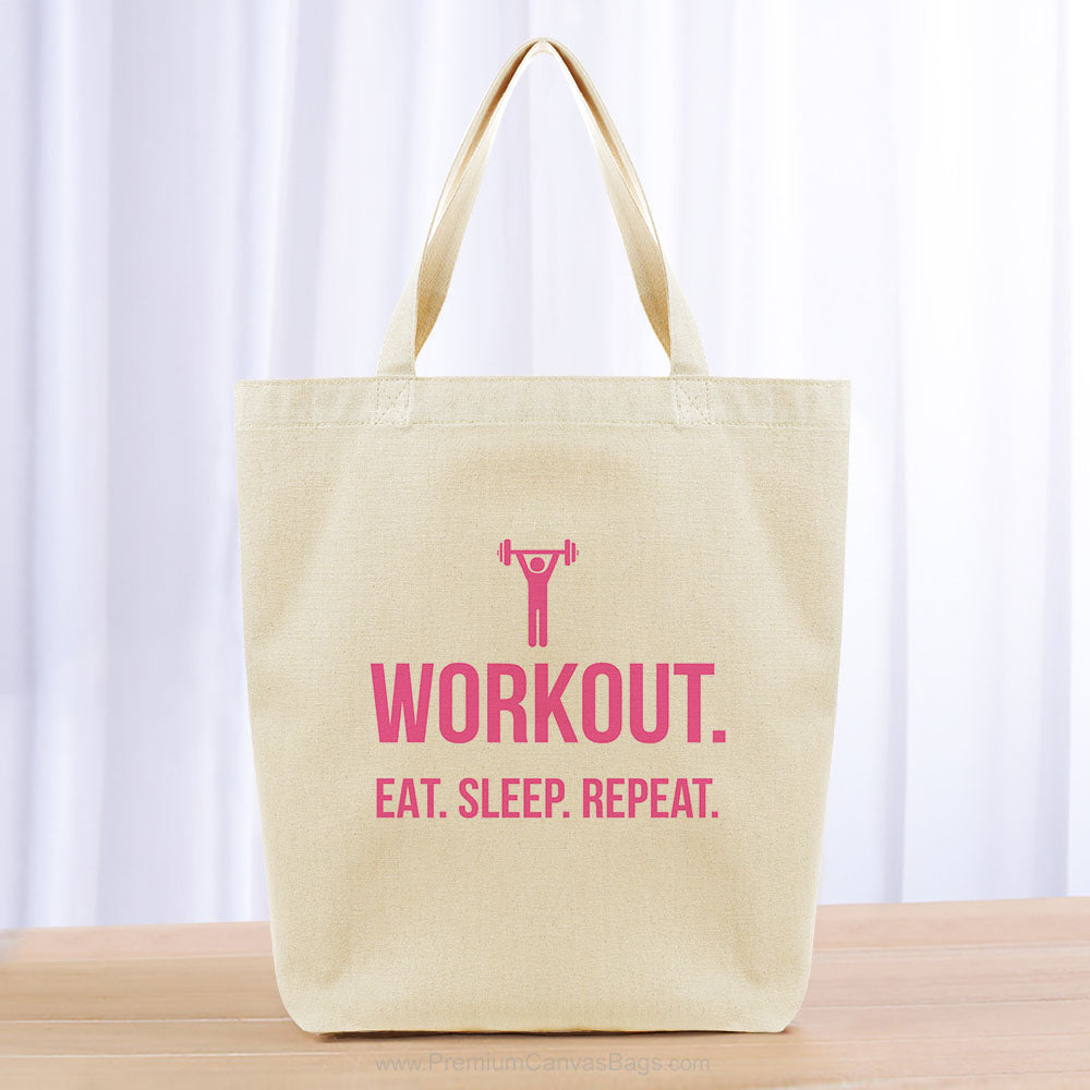 Workout Eat Sleep Repeat Tote Bag - hot pink