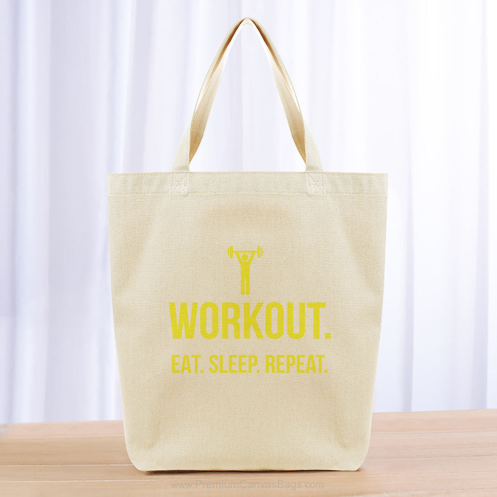 Workout Eat Sleep Repeat Tote Bag - yellow