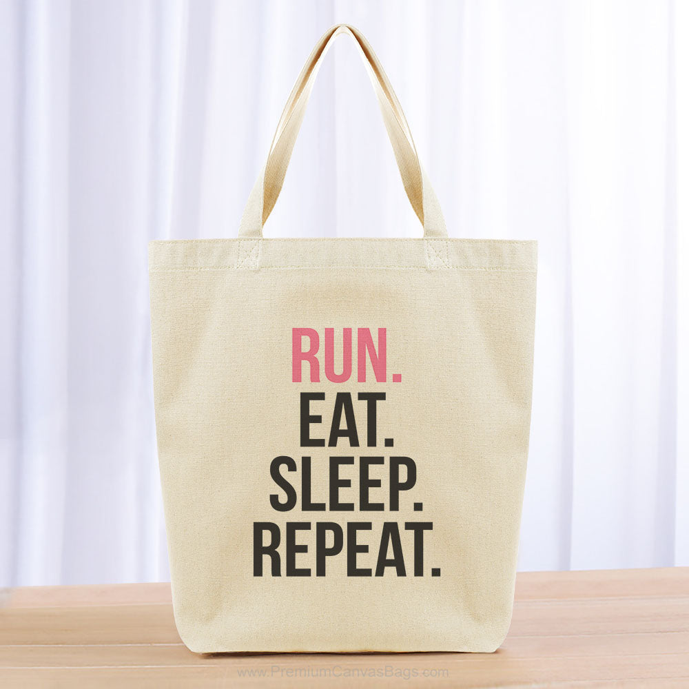 Run Eat Sleep Repeat Tote Bag - black pink