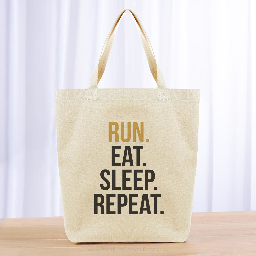 Run Eat Sleep Repeat Tote Bag - black yellow orange