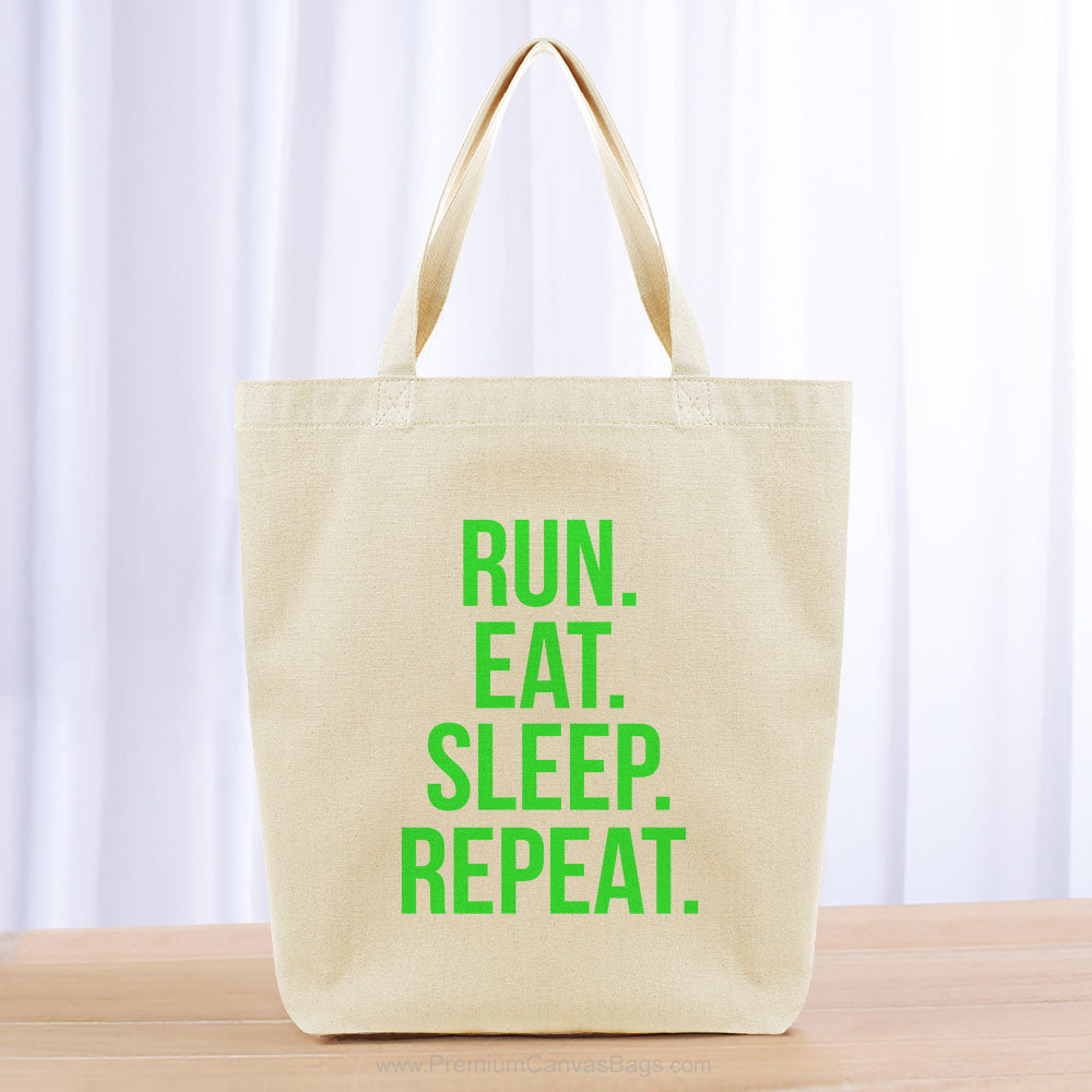 Run Eat Sleep Repeat Tote Bag - green