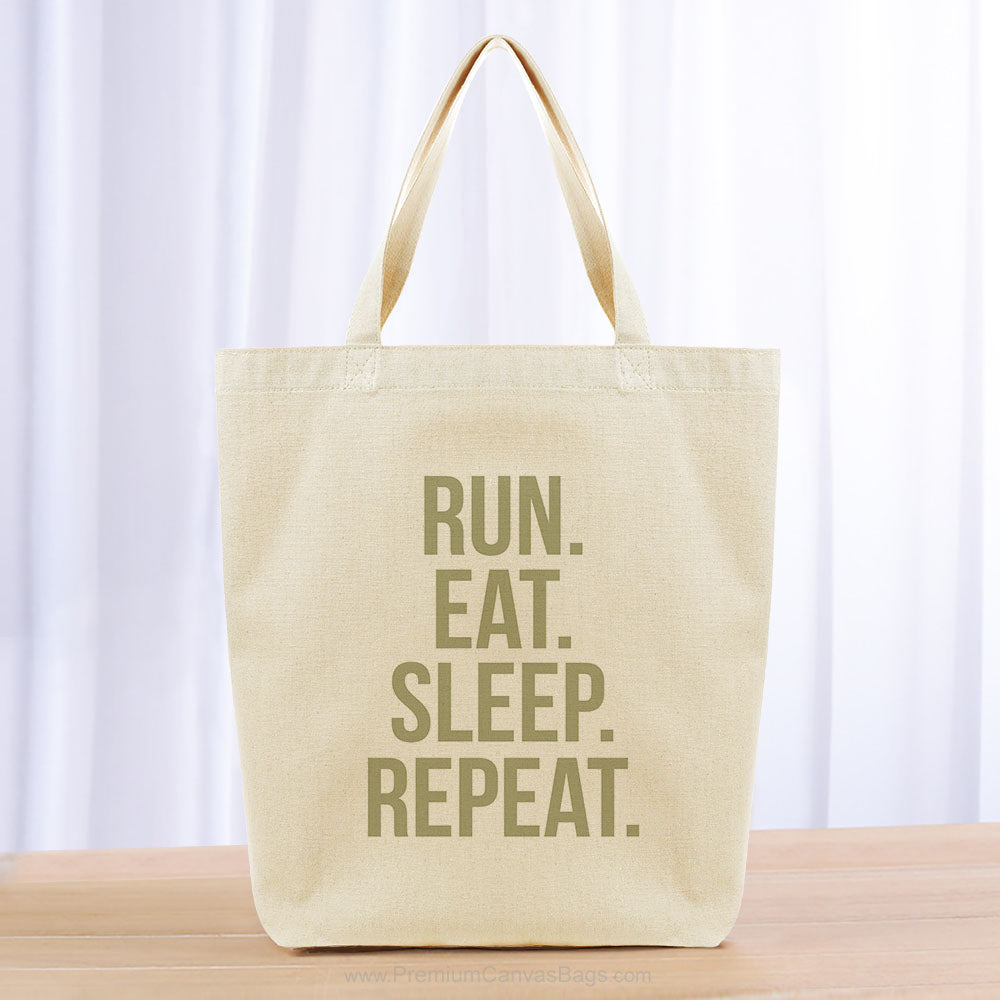 Run Eat Sleep Repeat Tote Bag - khaki