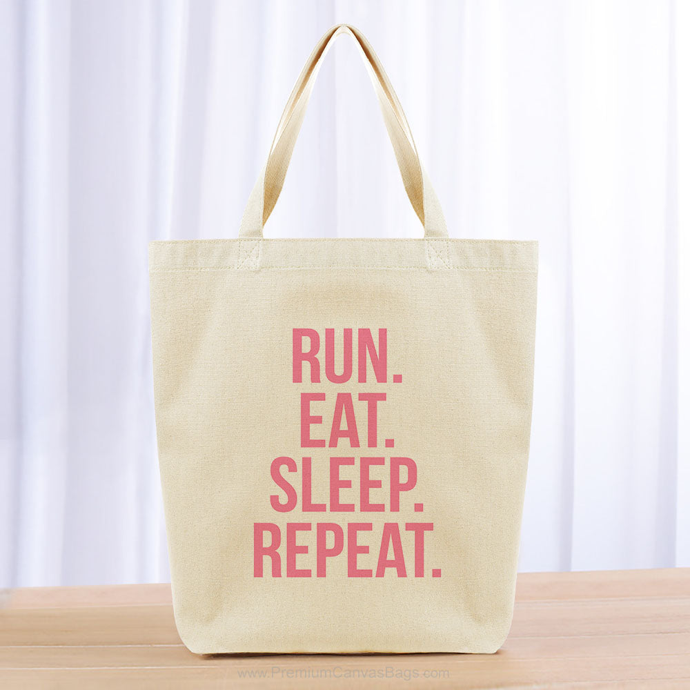 Run Eat Sleep Repeat Tote Bag - pink