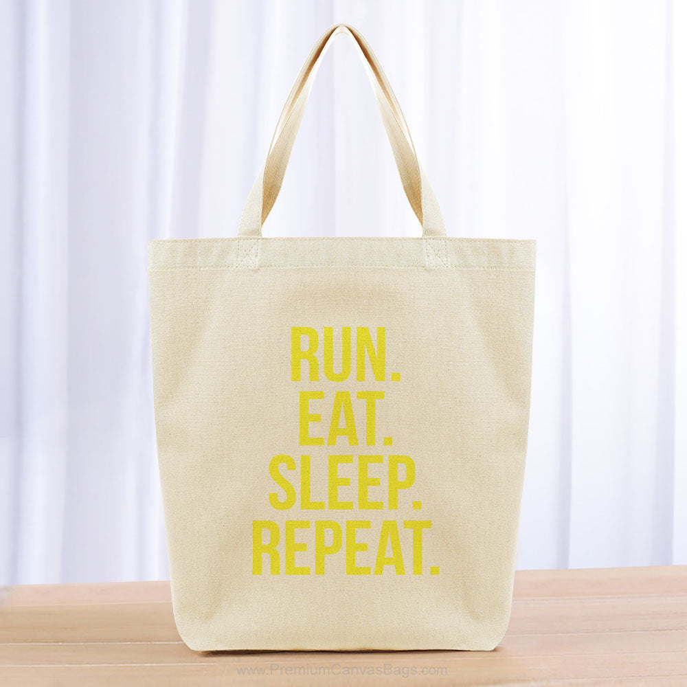 Run Eat Sleep Repeat Tote Bag - yellow