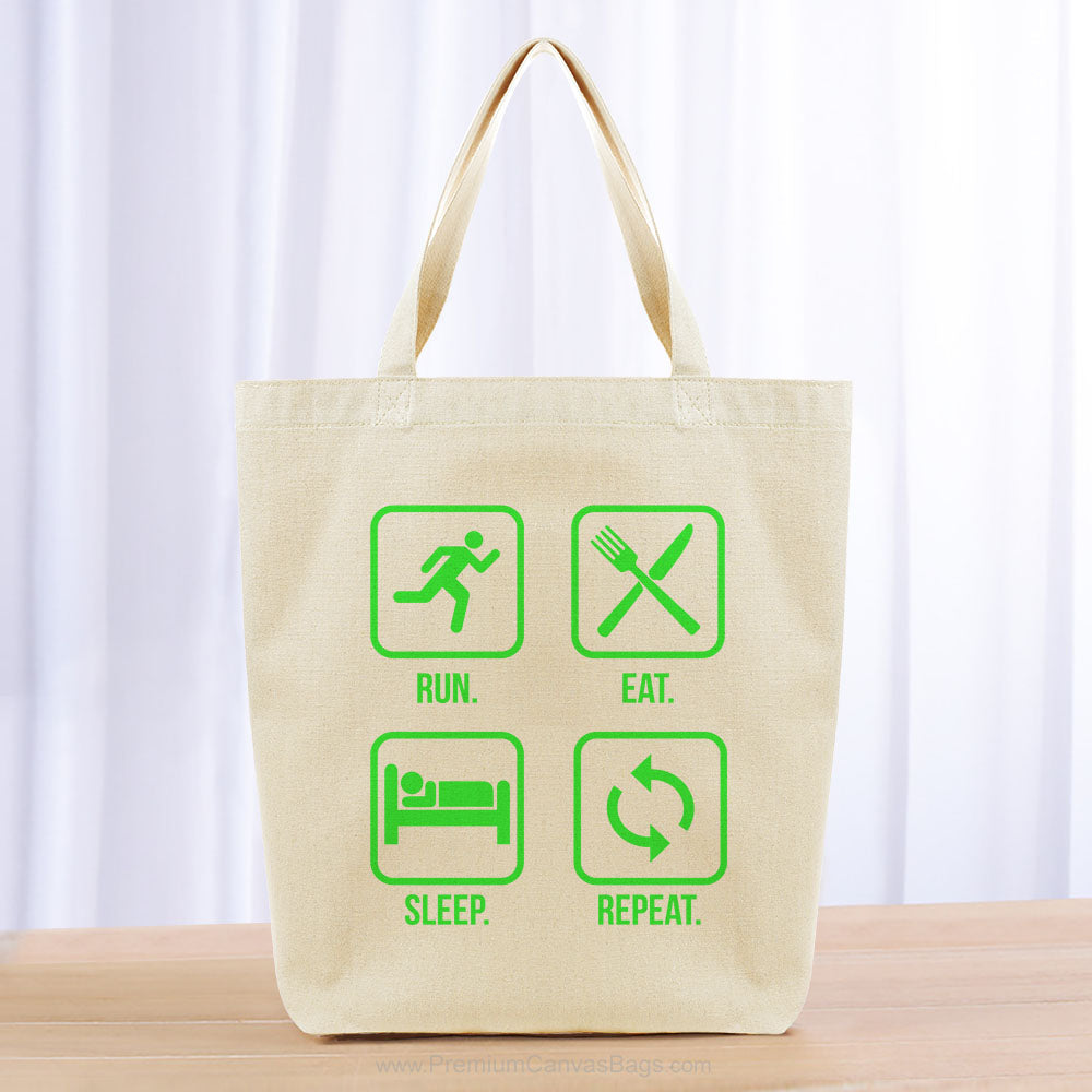 Run Eat Sleep Repeat Tote Bag - green
