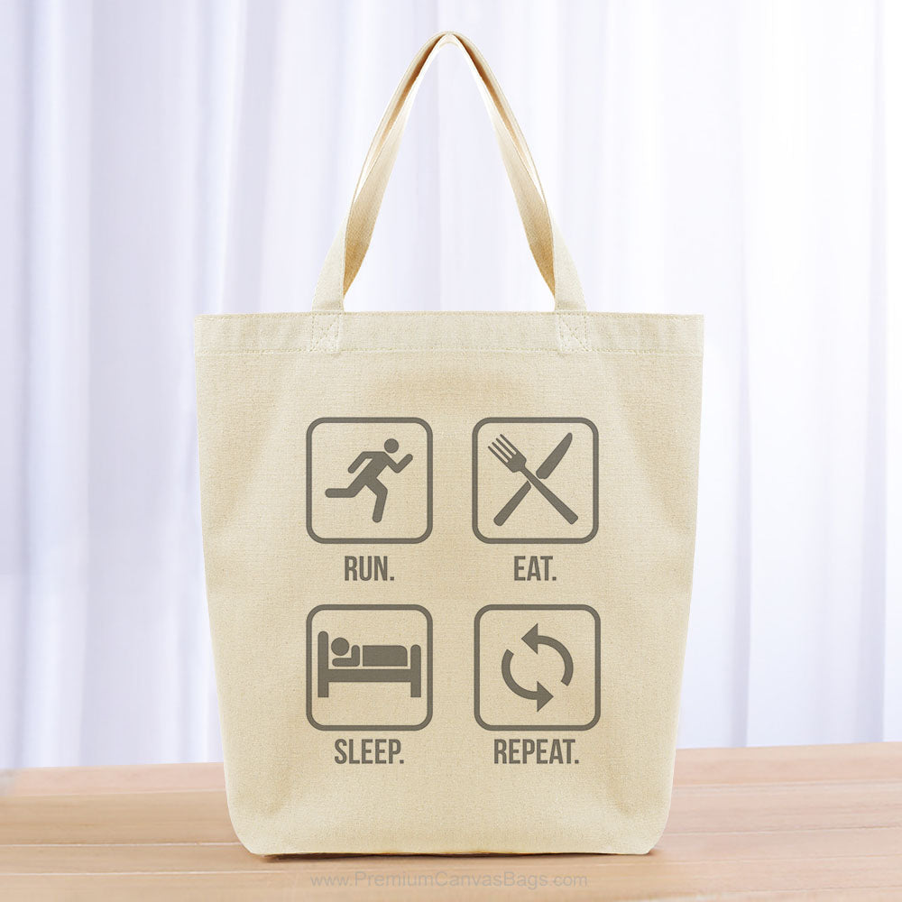 Run Eat Sleep Repeat Tote Bag - gray