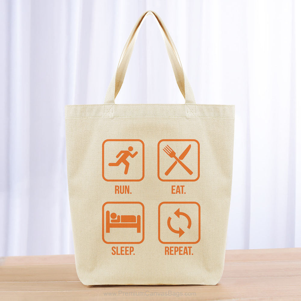 Run Eat Sleep Repeat Tote Bag - orange