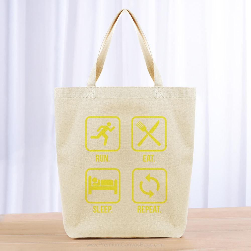 Run Eat Sleep Repeat Tote Bag - yellow