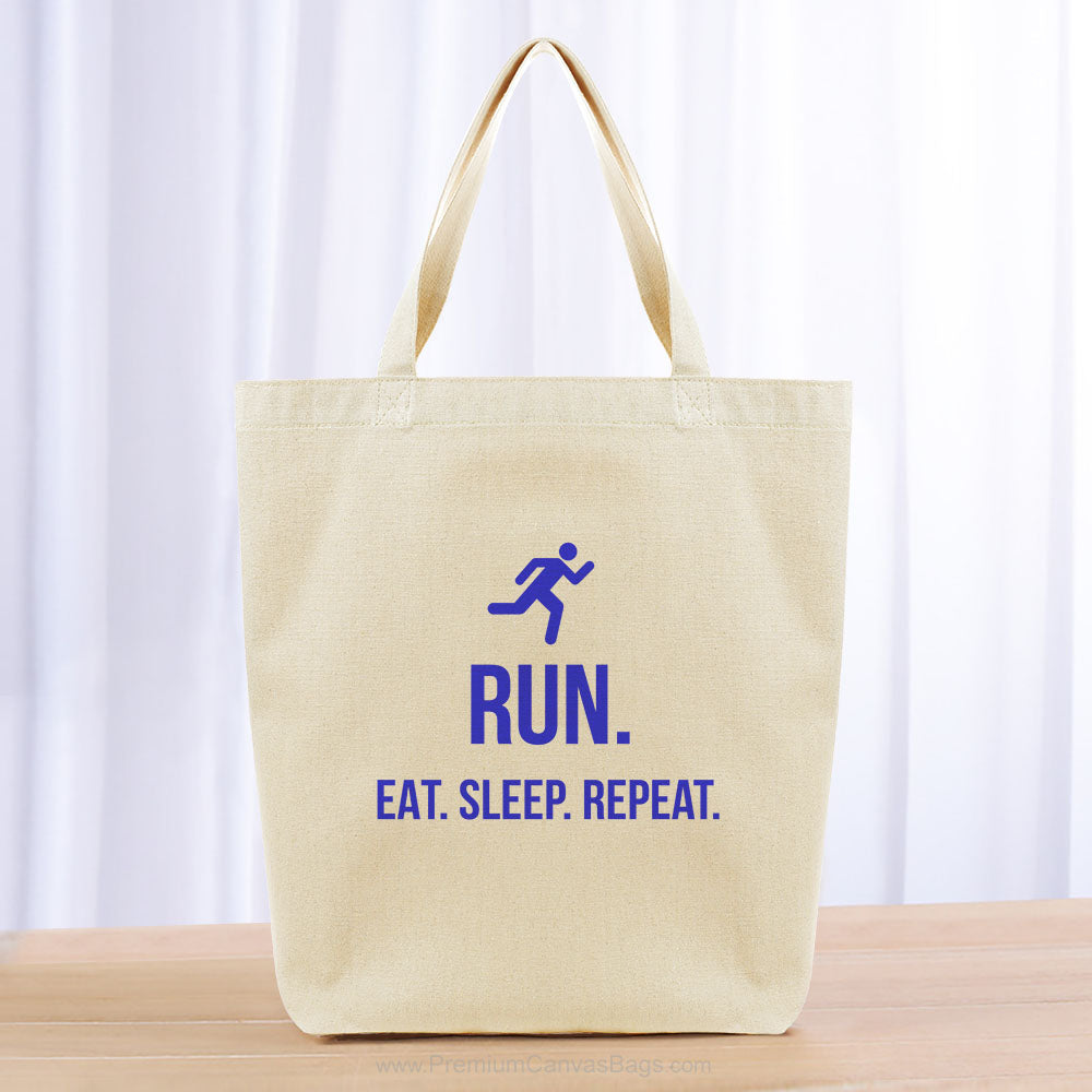 Run Eat Sleep Repeat Tote Bag - blue