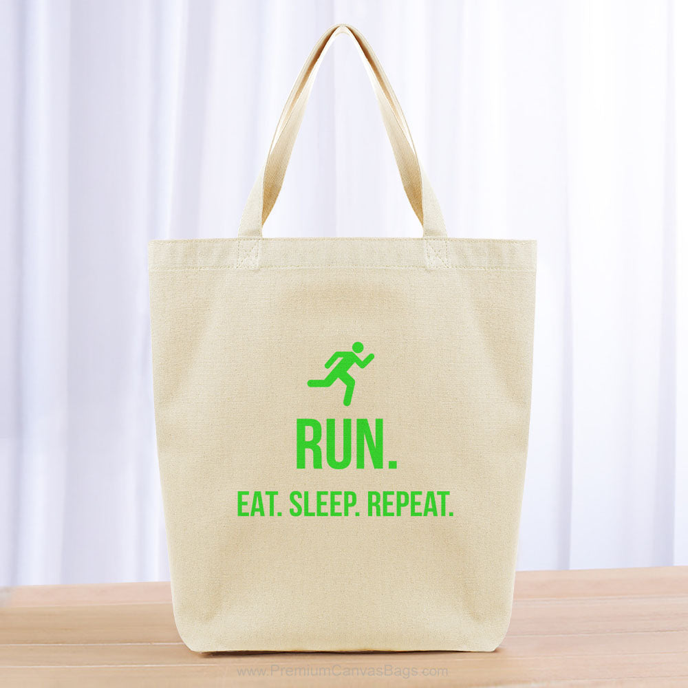 Run Eat Sleep Repeat Tote Bag - green