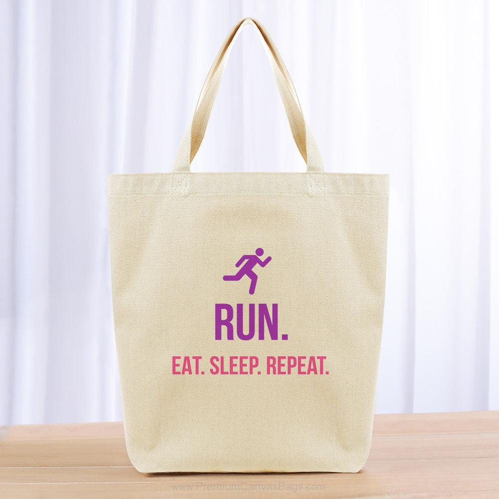 Run Eat Sleep Repeat Tote Bag - purple hot pink