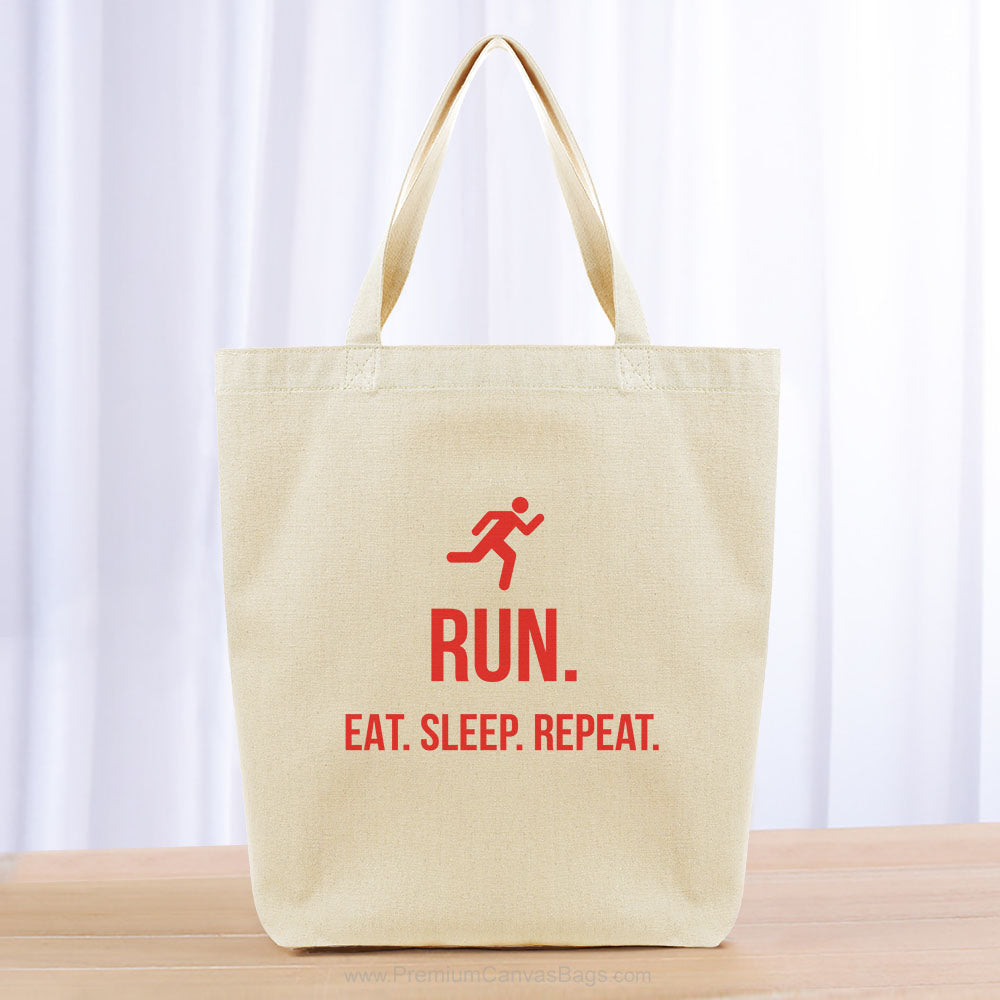 Run Eat Sleep Repeat Tote Bag - red
